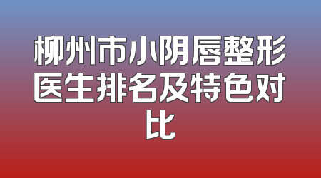 柳州市小阴唇整形医生排名及特色对比