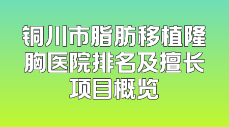 铜川市脂肪移植隆胸医院排名及擅长项目概览