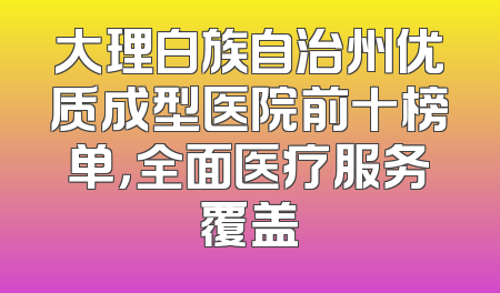 大理白族自治州优质成型医院前十榜单，全面医疗服务覆盖