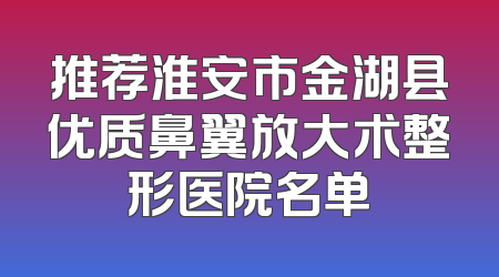 推荐淮安市金湖县优质鼻翼放大术整形医院名单