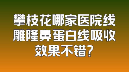 攀枝花哪家医院线雕隆鼻蛋白线吸收效果不错？