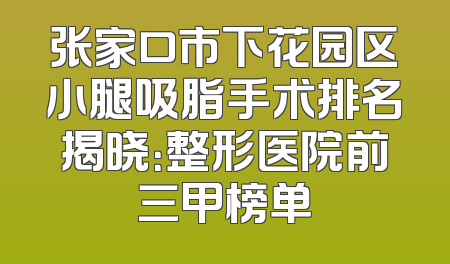 张家口市下花园区小腿吸脂手术排名揭晓：整形医院前三甲榜单