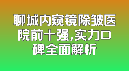聊城内窥镜除皱医院前十强，实力口碑全面解析