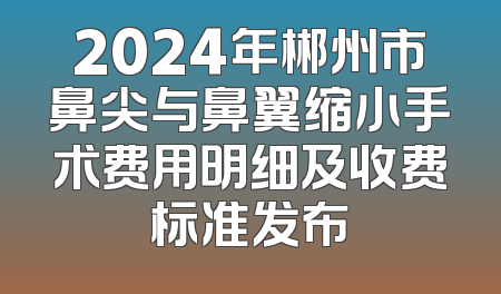 2024年郴州市鼻尖与鼻翼缩小手术费用明细及收费标准发布
