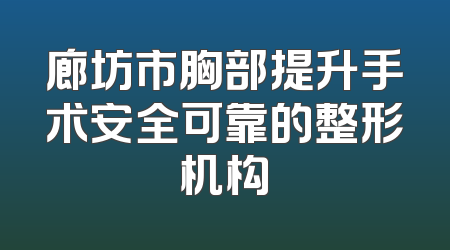 廊坊市胸部提升手术安全可靠的整形机构
