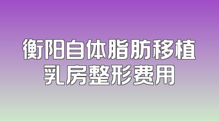 衡阳自体脂肪移植乳房整形费用