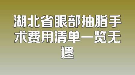 湖北省眼部抽脂手术费用清单一览无遗