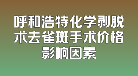 呼和浩特化学剥脱术去雀斑手术价格影响因素