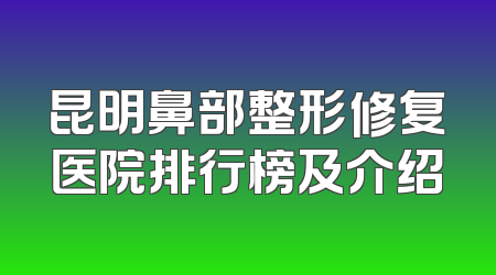 昆明鼻部整形修复医院排行榜及介绍