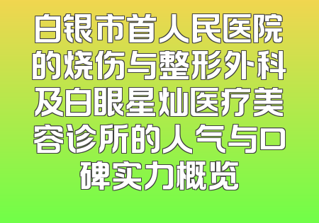 白银市首人民医院的烧伤与整形外科及白眼星灿医疗美容诊所的人气与口碑实力概览
