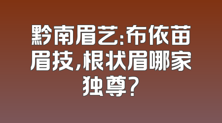 黔南眉艺：布依苗眉技，根状眉哪家独尊？