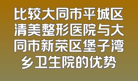 比较大同市平城区清美整形医院与大同市新荣区堡子湾乡卫生院的优势