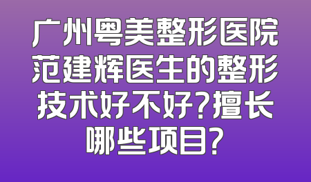 广州粤美整形医院范建辉医生的整形技术好不好？擅长哪些项目？