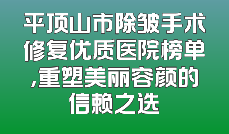 平顶山市除皱手术修复优质医院榜单，重塑美丽容颜的信赖之选