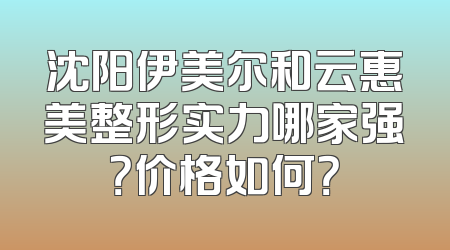 沈阳伊美尔和云惠美整形实力哪家强？价格如何？