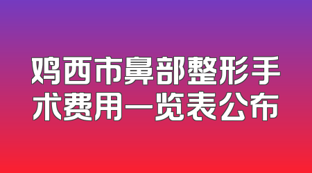 鸡西市鼻部整形手术费用一览表公布