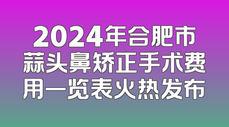 2024年合肥市蒜头鼻矫正手术费用一览表火热发布