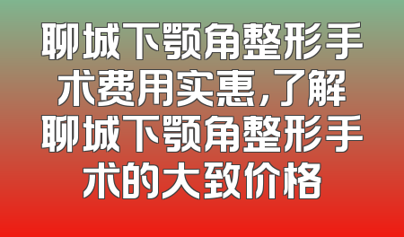 聊城下颚角整形手术费用实惠，了解聊城下颚角整形手术的大致价格