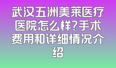 武汉五洲美莱医疗医院怎么样？手术费用和详细情况介绍
