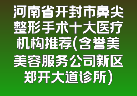 河南省开封市鼻尖整形手术十大医疗机构推荐（含誉美美容服务公司新区郑开大道诊所）