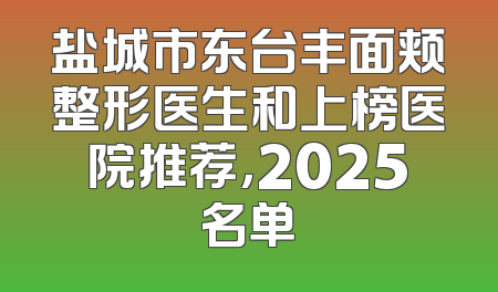 盐城市东台丰面颊整形医生和上榜医院推荐，2025名单
