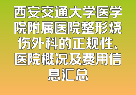 西安交通大学医学院附属医院整形烧伤外科的正规性、医院概况及费用信息汇总