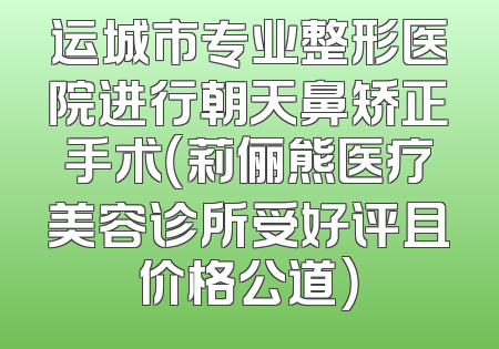 运城市专业整形医院进行朝天鼻矫正手术（莉俪熊医疗美容诊所受好评且价格公道）