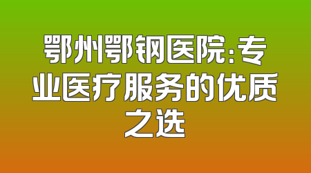 鄂州鄂钢医院：专业医疗服务的优质之选