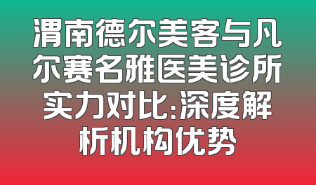 渭南德尔美客与凡尔赛名雅医美诊所实力对比：深度解析机构优势