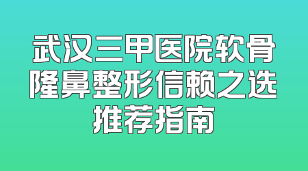 武汉三甲医院软骨隆鼻整形信赖之选推荐指南