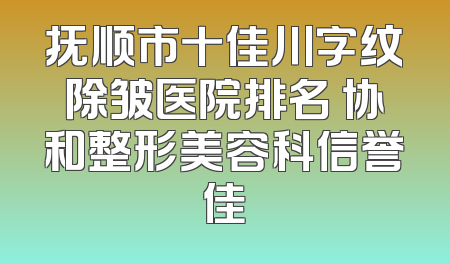 抚顺市十佳川字纹除皱医院排名 协和整形美容科信誉佳