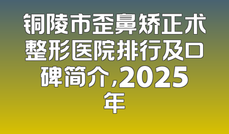 铜陵市歪鼻矫正术整形医院排行及口碑简介，2025年