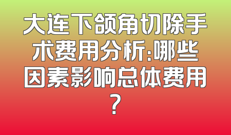 大连下颌角切除手术费用分析：哪些因素影响总体费用？