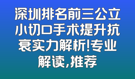 深圳排名前三公立小切口手术提升抗衰实力解析！专业解读，推荐
