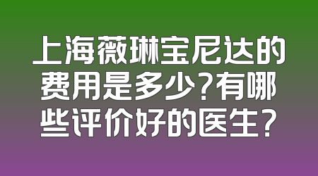 上海薇琳宝尼达的费用是多少？有哪些评价好的医生？
