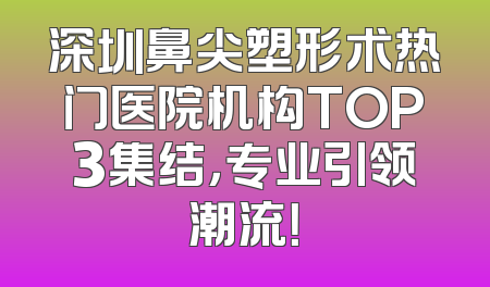 深圳鼻尖塑形术热门医院机构TOP3集结，专业引领潮流！