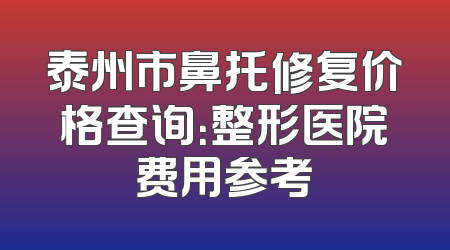 泰州市鼻托修复价格查询：整形医院费用参考