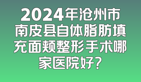 2024年沧州市南皮县自体脂肪填充面颊整形手术哪家医院好？