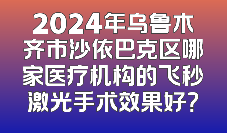 2024年乌鲁木齐市沙依巴克区哪家医疗机构的飞秒激光手术效果好？