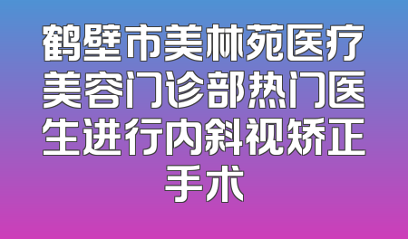鹤壁市美林苑医疗美容门诊部热门医生进行内斜视矫正手术