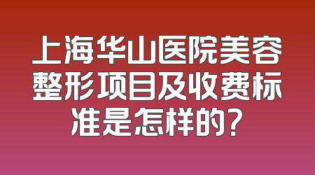 上海华山医院美容整形项目及收费标准是怎样的？