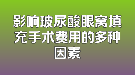 影响玻尿酸眼窝填充手术费用的多种因素