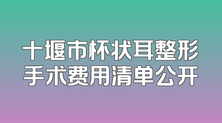 十堰市杯状耳整形手术费用清单公开