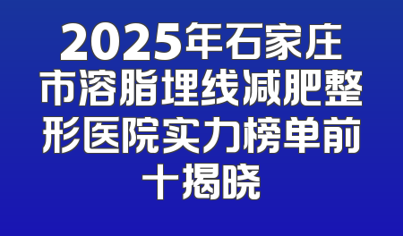 2025年石家庄市溶脂埋线减肥整形医院实力榜单前十揭晓