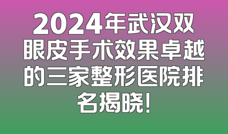 2024年武汉双眼皮手术效果卓越的三家整形医院排名揭晓！