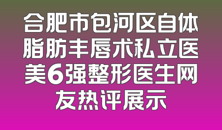 合肥市包河区自体脂肪丰唇术私立医美6强整形医生网友热评展示