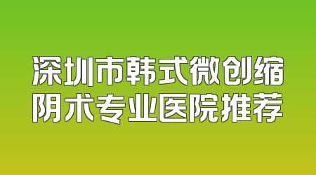 深圳市韩式微创缩阴术专业医院推荐
