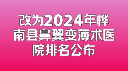 改为2024年桦南县鼻翼变薄术医院排名公布