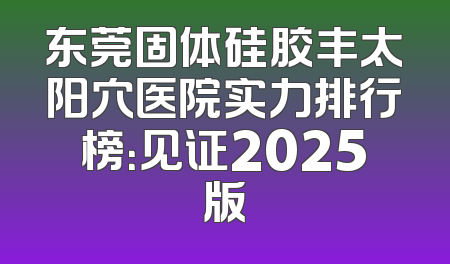 东莞固体硅胶丰太阳穴医院实力排行榜：见证2025版