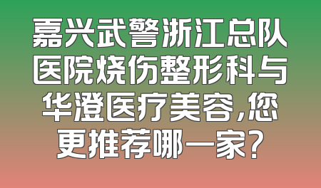 嘉兴武警浙江总队医院烧伤整形科与华澄医疗美容，您更推荐哪一家？